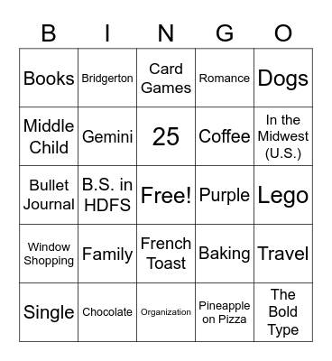 Angela's Bingo Card
