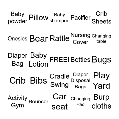BABY BINGO! Bingo Card