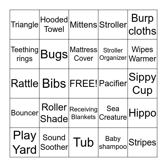 BABY BINGO! Bingo Card