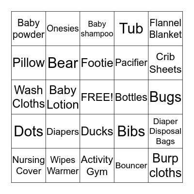 BABY BINGO! Bingo Card