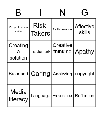 learner profile Bingo Card