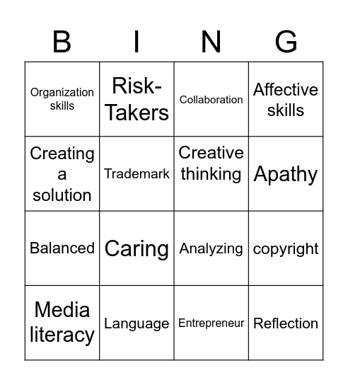 learner profile Bingo Card