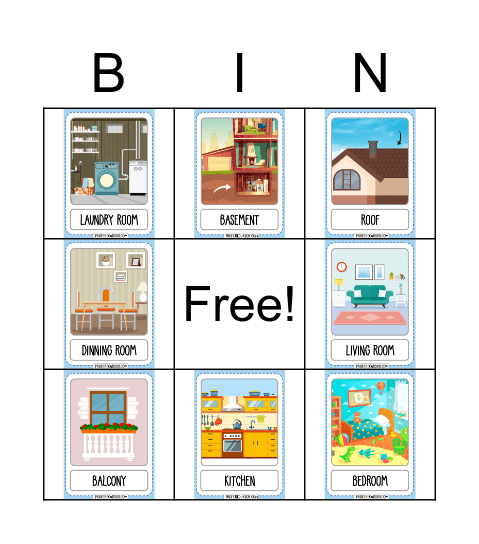 Parts of the house BINGO Card