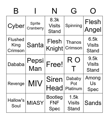 A Rainy Day Bingo Card