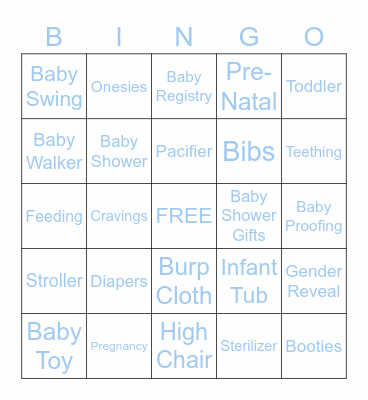 Stephanie's Baby Shower Bingo Card