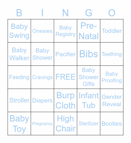 Stephanie's Baby Shower Bingo Card