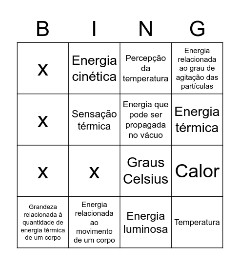 CALOR Bingo Card