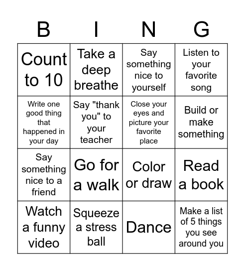 Ms. Cook's Fun Activities! Bingo Card