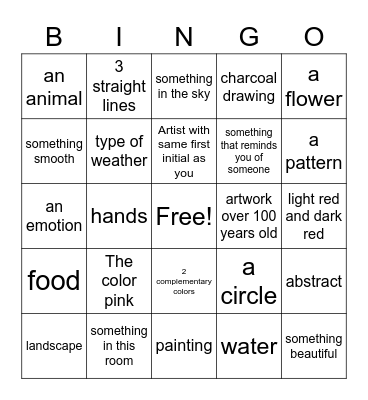 Art Bingo Card