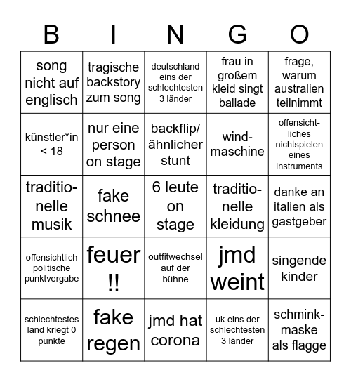 esc !! Bingo Card