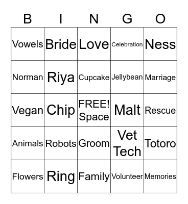 Happily Ever After Tabitha & Matt Bingo Card