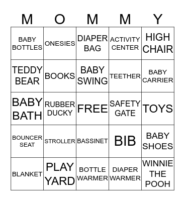 Michelle & Kimber's Baby Shower Bingo Card