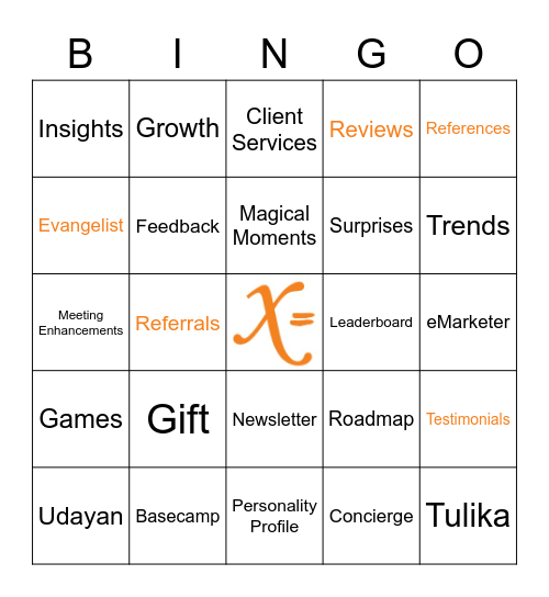 NetElixir's CX Program Bingo Card
