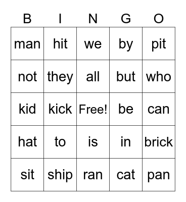 Reading Buddies Bingo: Grade 1 Bingo Card
