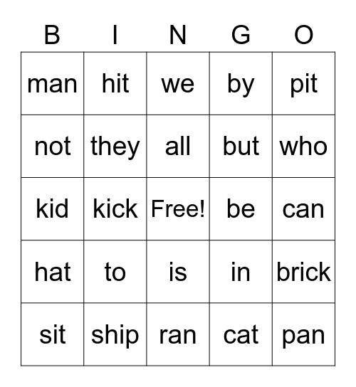 Reading Buddies Bingo: Grade 1 Bingo Card