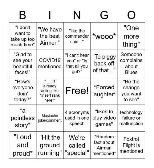 PnR Bingo Card