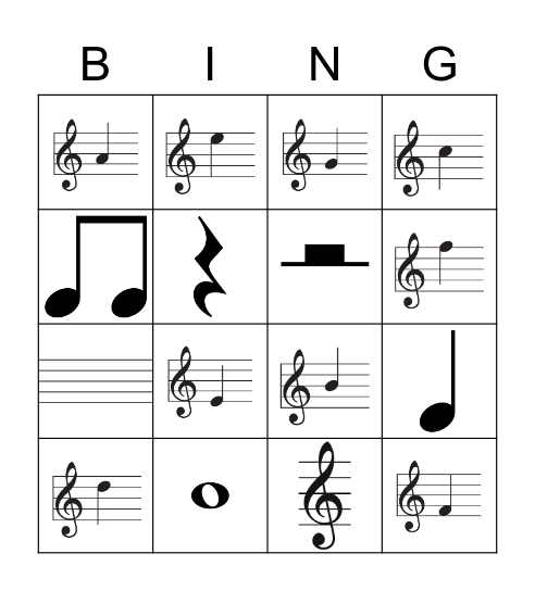 Music Notation BINGO Card
