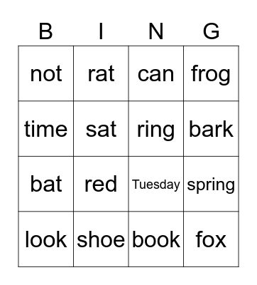 Reading Buddies Bingo: Grade 1 Bingo Card