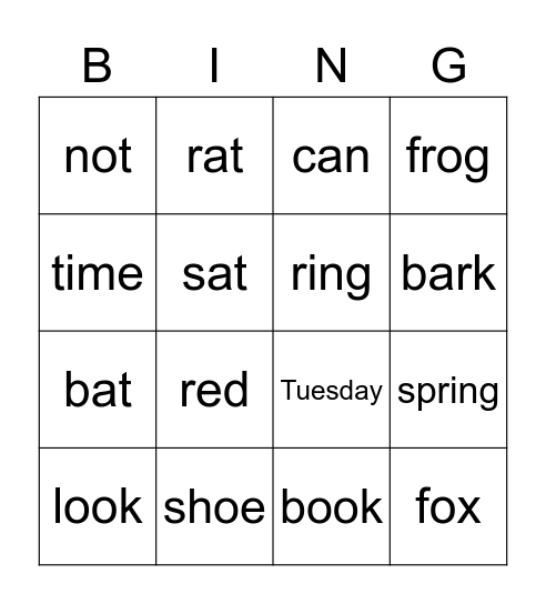 Reading Buddies Bingo: Grade 1 Bingo Card