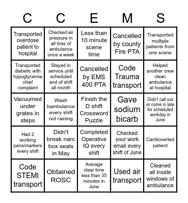 D SHIFT BINGO Card