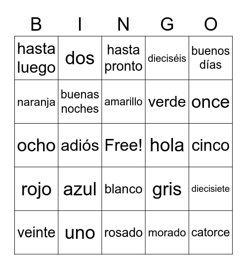 Review Bingo Card