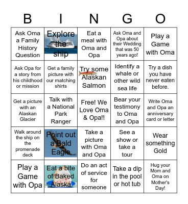 Oma & Opa 50th "Golden" Bingo Card