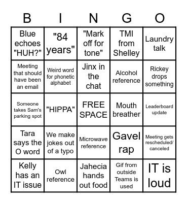 Quality Bingo - Card 1 Bingo Card