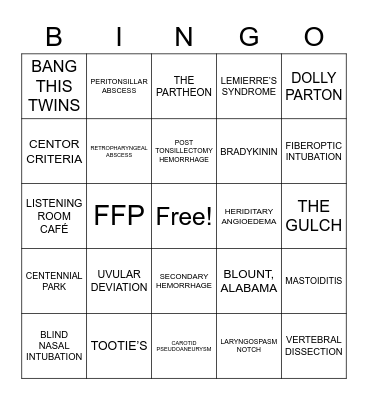 NECK EMERGENCIES Bingo Card