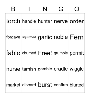 R-controlled & Cle Bingo Card