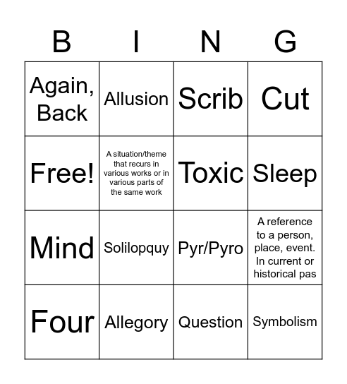 Vocab list 8 Bingo Card