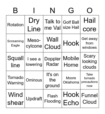 Oklahoma Severe Weather Bingo Card