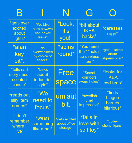 Erika at IKEA bingo Card
