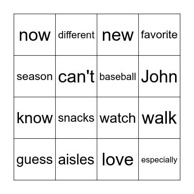 Peanuts and Popcorn Bingo Card