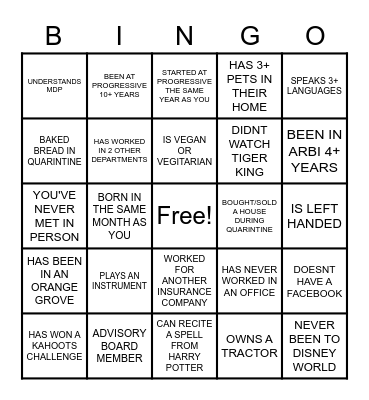 Get To Know Your ARBI Friends BINGO! Bingo Card