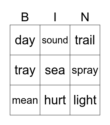 REACH U5 Week3 ai and sight words Bingo Card