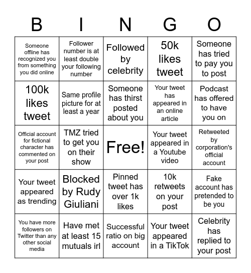 Twitter Bingo Card