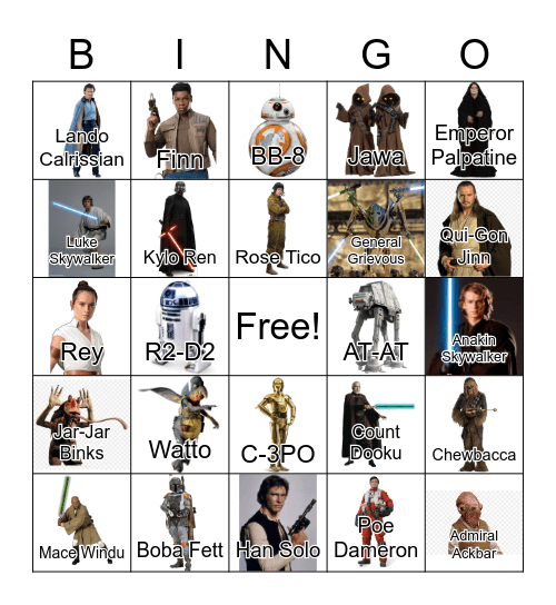 Star Wars Bingo Card