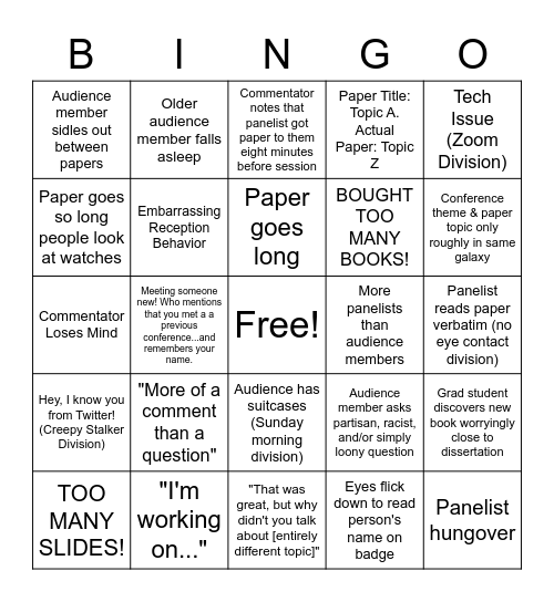 Conference Bingo Card