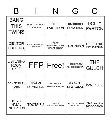 NECK EMERGENCIES Bingo Card