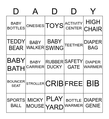Michelle & Kimber's Baby Shower Bingo Card