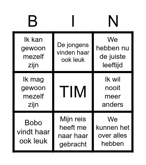 Tim's Bingo Card