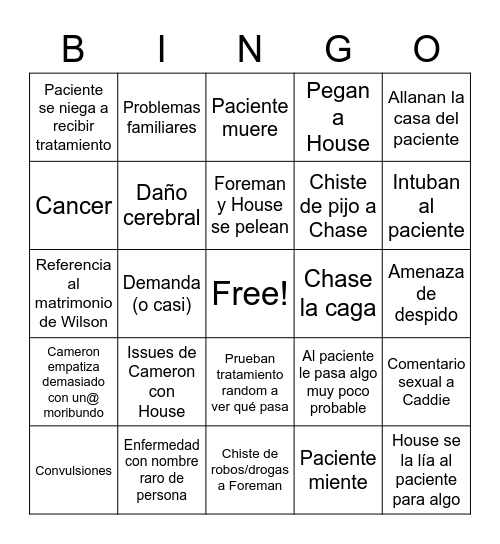 House Bingo (ESP) Bingo Card