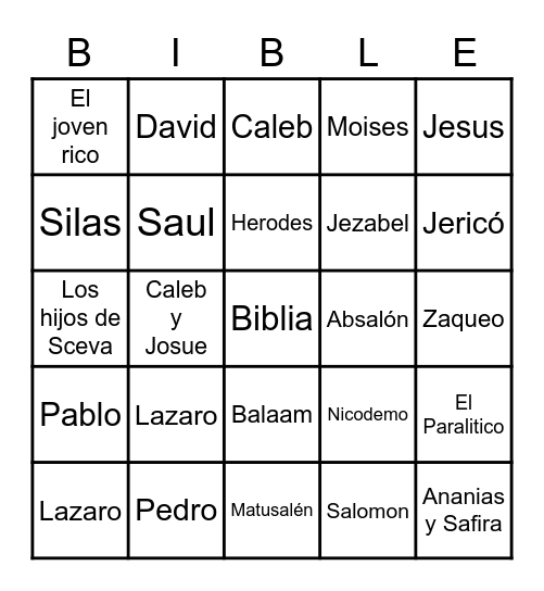 Ejercicio Biblico Bingo Card