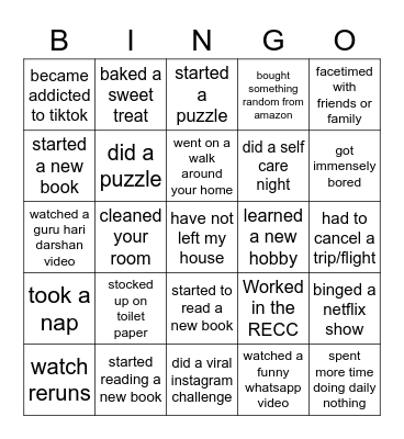 covid 19 bingo Card