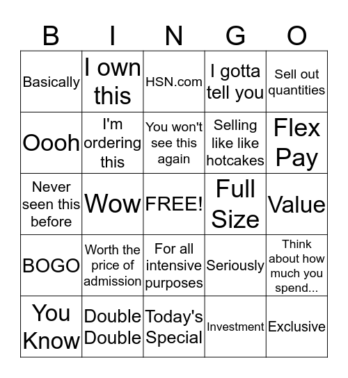 Shannon Smith Bingo Card