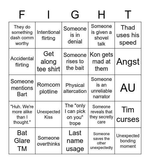 TimThad Bingo Card