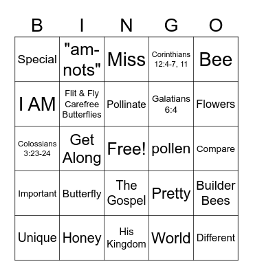 Bees & Butterflies Bingo Card