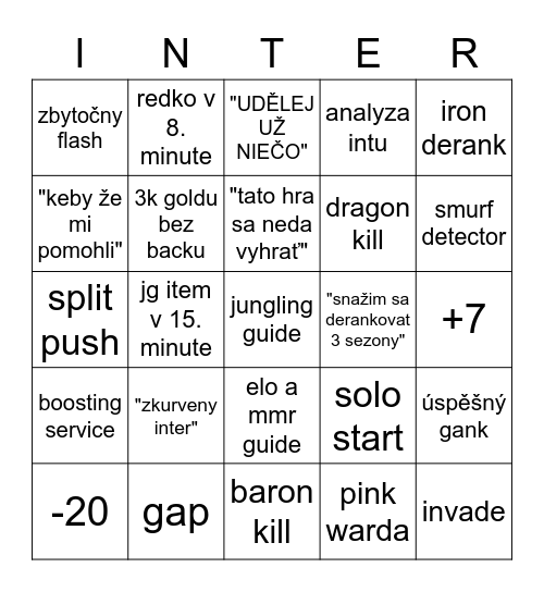 miško bingo Card