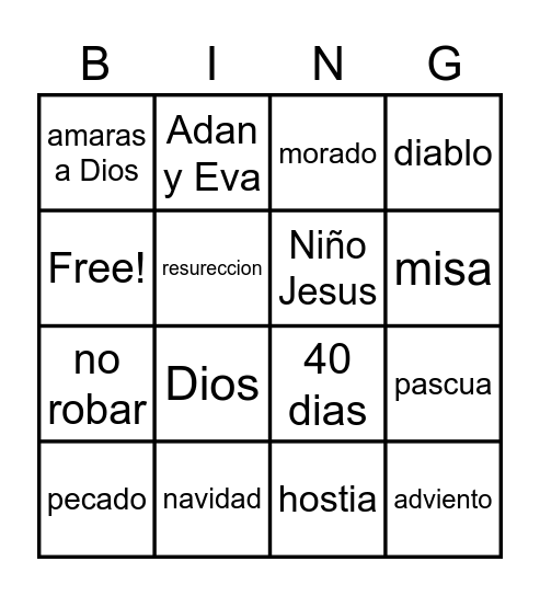 Catecismo Bingo Card