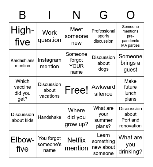 MA Busy Season Party Bingo Card